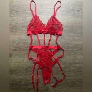 NWT Strappy Red Lace Lingerie Teddy Size Small
